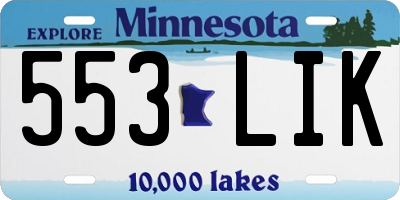 MN license plate 553LIK