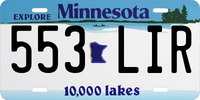 MN license plate 553LIR