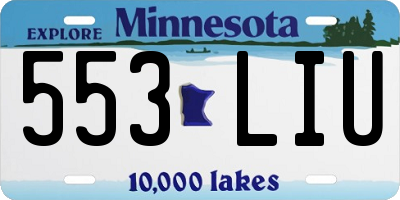 MN license plate 553LIU