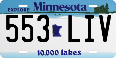 MN license plate 553LIV