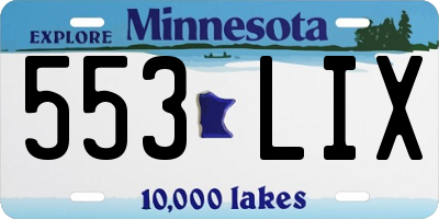 MN license plate 553LIX