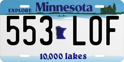 MN license plate 553LOF