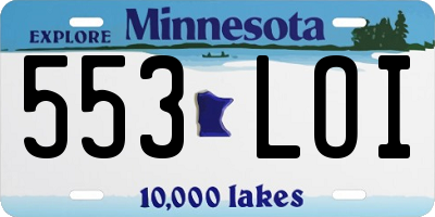 MN license plate 553LOI