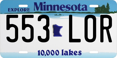 MN license plate 553LOR