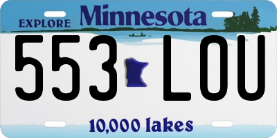 MN license plate 553LOU
