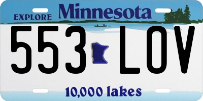 MN license plate 553LOV