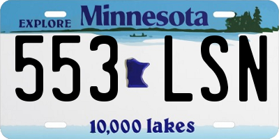 MN license plate 553LSN
