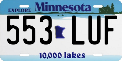MN license plate 553LUF