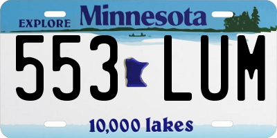 MN license plate 553LUM