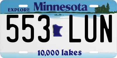 MN license plate 553LUN