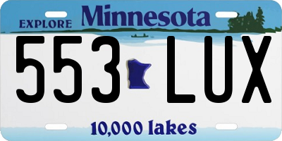 MN license plate 553LUX
