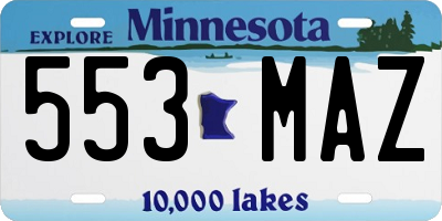MN license plate 553MAZ