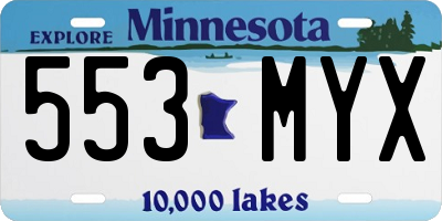 MN license plate 553MYX
