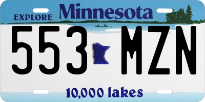 MN license plate 553MZN