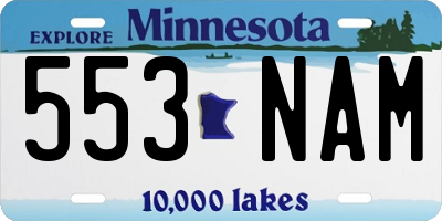 MN license plate 553NAM
