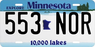 MN license plate 553NOR