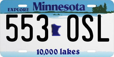 MN license plate 553OSL