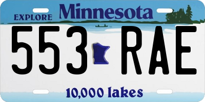 MN license plate 553RAE