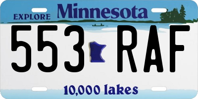 MN license plate 553RAF