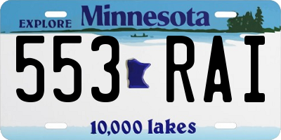 MN license plate 553RAI