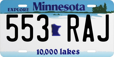 MN license plate 553RAJ