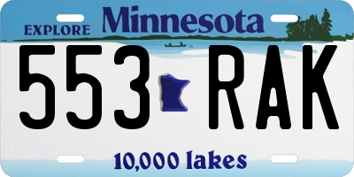 MN license plate 553RAK