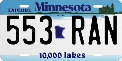 MN license plate 553RAN