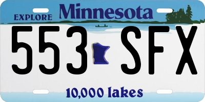 MN license plate 553SFX