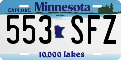 MN license plate 553SFZ