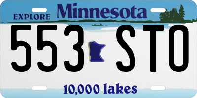MN license plate 553STO