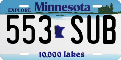MN license plate 553SUB