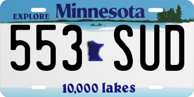 MN license plate 553SUD