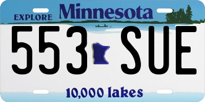 MN license plate 553SUE