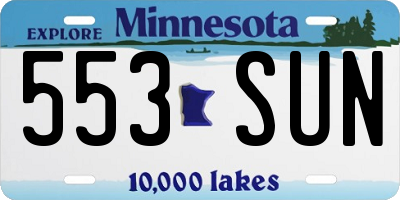 MN license plate 553SUN