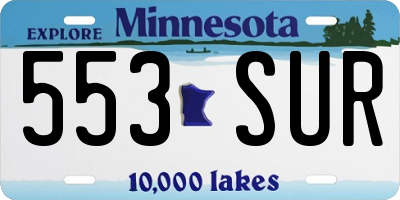 MN license plate 553SUR