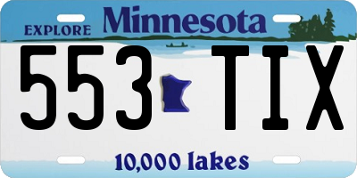 MN license plate 553TIX
