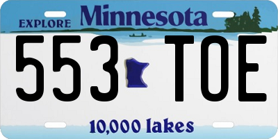 MN license plate 553TOE