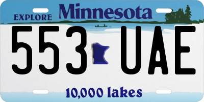 MN license plate 553UAE