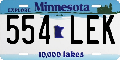 MN license plate 554LEK