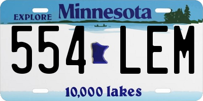 MN license plate 554LEM