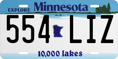 MN license plate 554LIZ