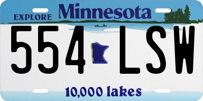 MN license plate 554LSW
