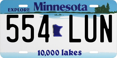 MN license plate 554LUN
