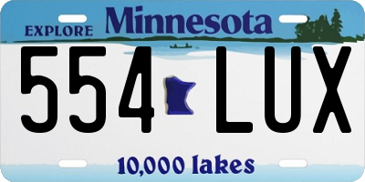 MN license plate 554LUX