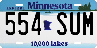 MN license plate 554SUM