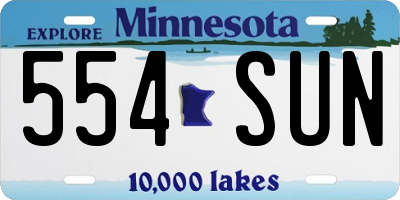 MN license plate 554SUN