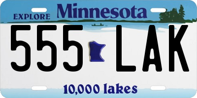 MN license plate 555LAK