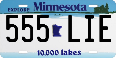 MN license plate 555LIE