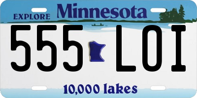 MN license plate 555LOI