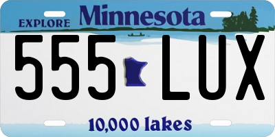 MN license plate 555LUX